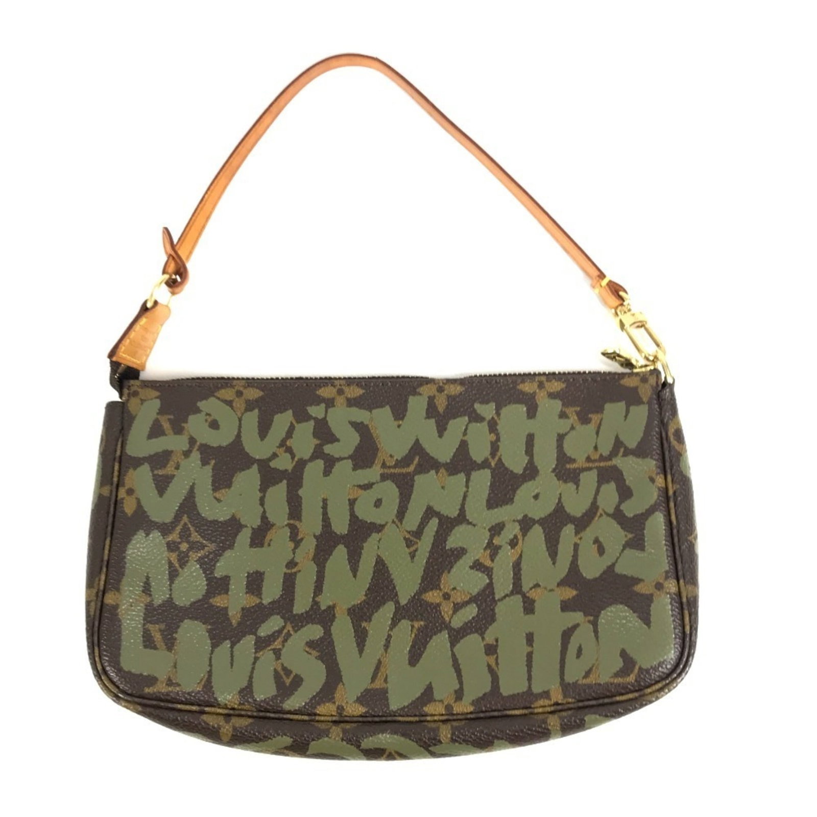 Handbag Pouch Shoulder Louis Vuitton Monogram Graffiti: Handbag Pouch Shoulder Louis Vuitton Monogram Graffiti Monogram Graffiti details add visual interest to this Louis Vuitton shoulder bag pouch, featuring the iconic brown and khaki color combination.