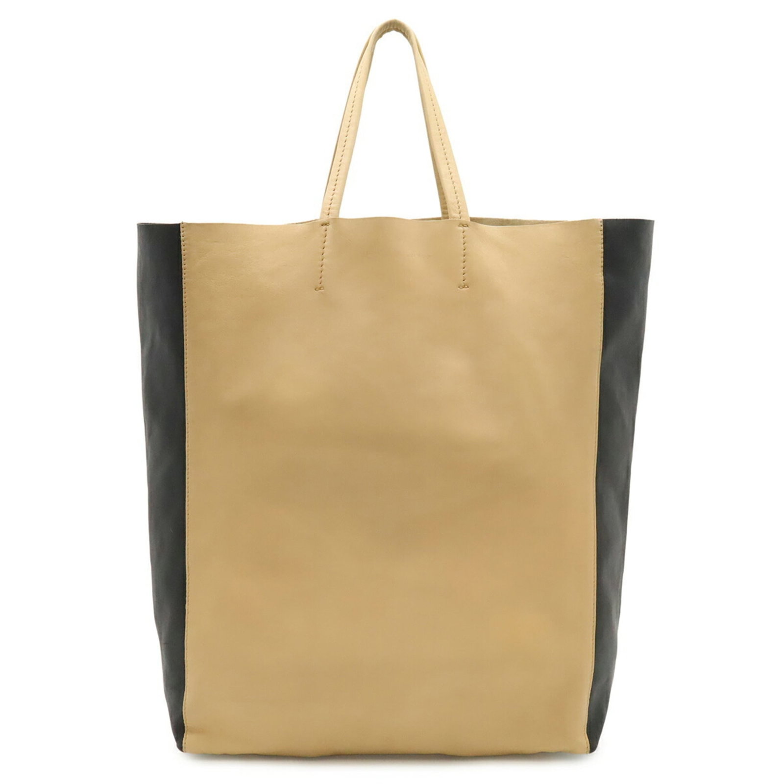 Shoulder Bag Celine Tote Leather: Shoulder Bag Celine Tote Leather This Celine shoulder bag tote features high-quality leather in beige and black, with a classic casual style. Measuring 40cm x 31cm x 12cm, it has a sturdy weight of