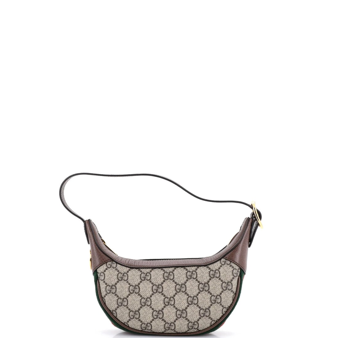 Half Moon Bag Coated Canvas GG Gucci: Half Moon Bag Coated Canvas GG Gucci The Half Moon Bag Coated Canvas GG Gucci is a stylish mini handbag with a classic brown exterior and neutral interior. Featuring minor creases on the exterior, han
