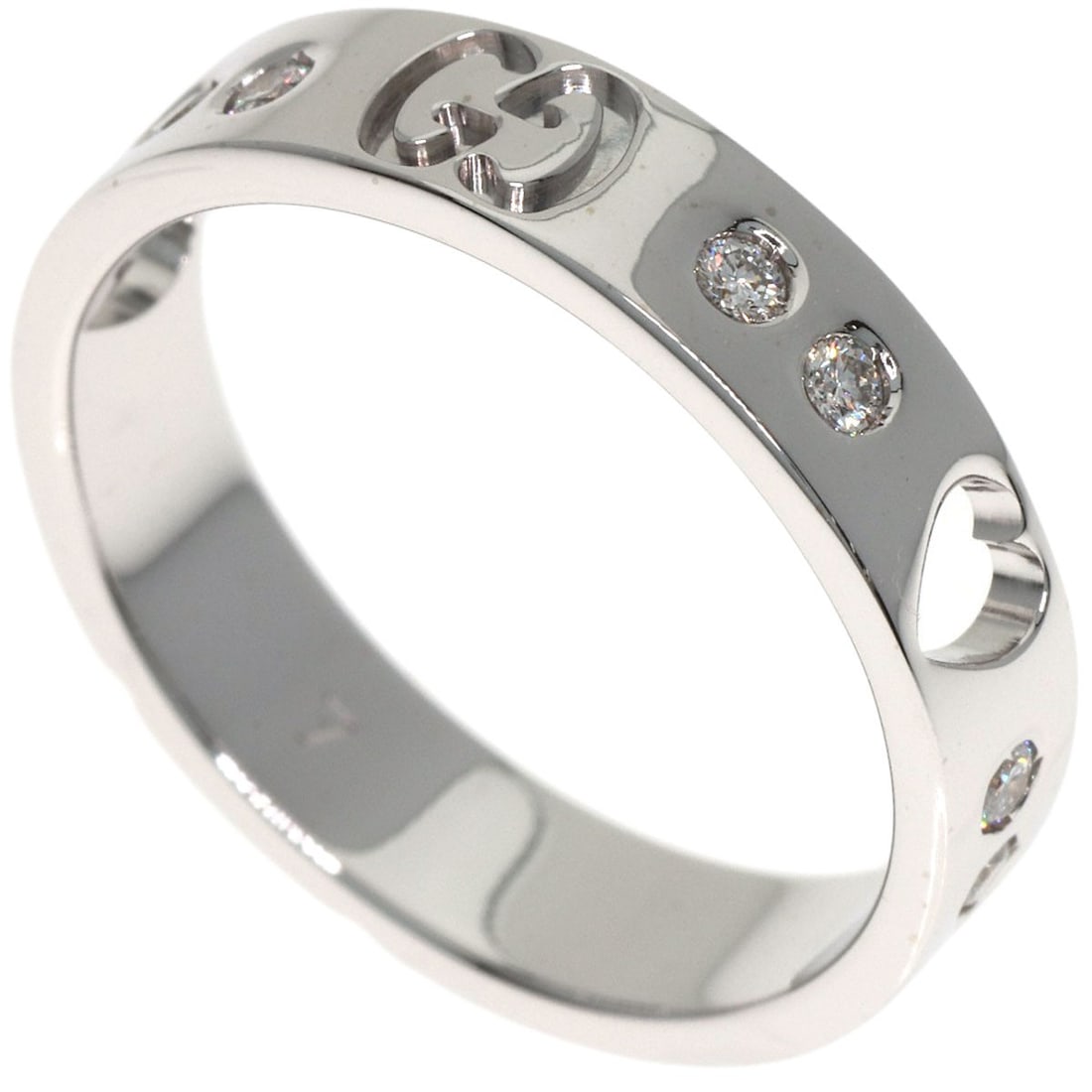 Gucci Diamond Amor K18 White Gold Ring Icon: Gucci Diamond Amor K18 White Gold Ring Icon K18 White Gold Diamond Ring Icon - A stunning ring featuring a diamond set in K18 white gold, with a sleek and modern design that showcases the beauty of it