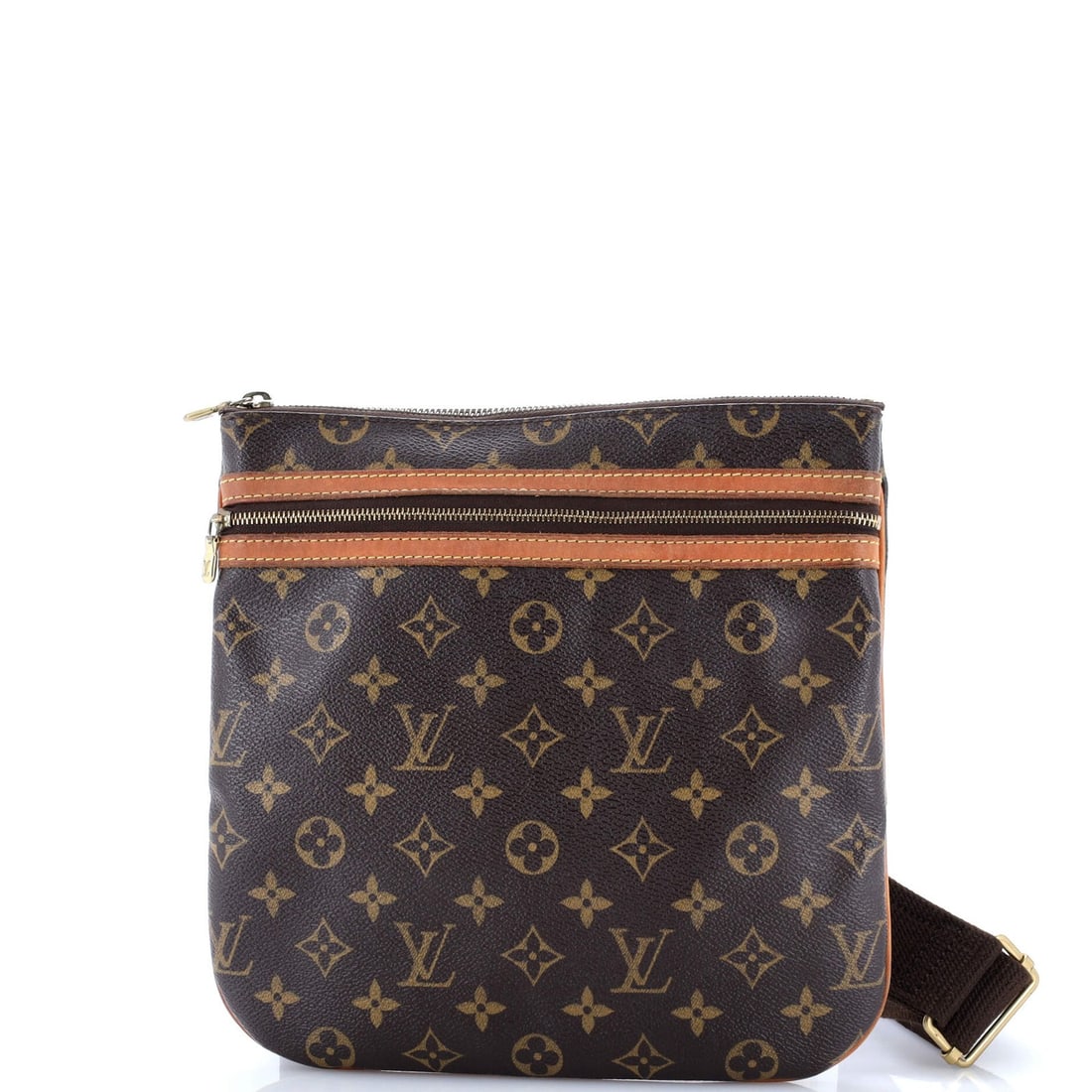 Louis Vuitton Bosphore Pochette Monogram Canvas: Louis Vuitton Bosphore Pochette Monogram Canvas Brown Louis Vuitton Bosphore Pochette Monogram Canvas cross body bag with heavy edge wear, scuffs, and minor discoloration. The bag features a canvas