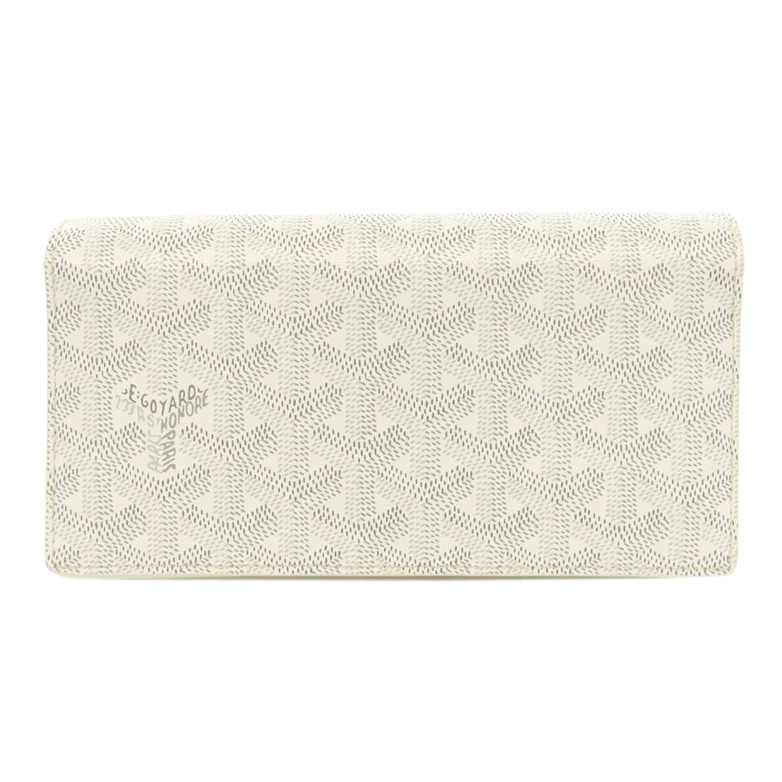 Goyard Herringbone Pattern Long Wallet (With Coin Pocket) Pvc: Goyard Herringbone Pattern Long Wallet (With Coin Pocket) Pvc White Goyard Herringbone Pattern Long Wallet with Coin Pocket features a classic design and functional coin pocket. Made from PVC