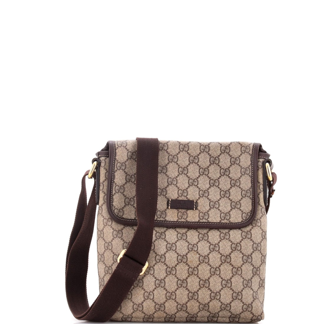 Gucci messenger flap canvas small GG coated: Gucci messenger flap canvas small GG coated Small Gucci Flap Messenger Bag in Brown Canvas Coated with Gold Tone Hardware. This cross-body bag features a classic design with a small size and a GG