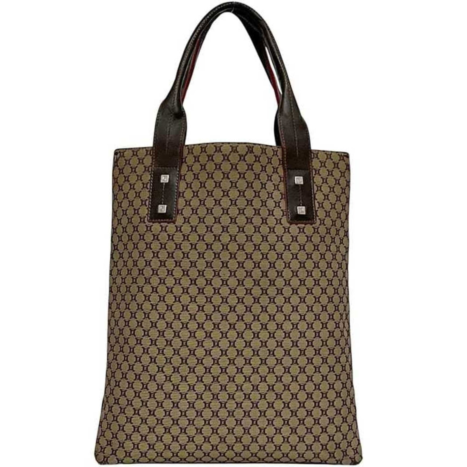 Celine Tote Bag Nylon Leather: Celine Tote Bag Nylon Leather Nylon and leather blend gives this Celine tote bag its unique look, with beige and brown tones. Traces of usage are visible, including scratches and dirt, but the