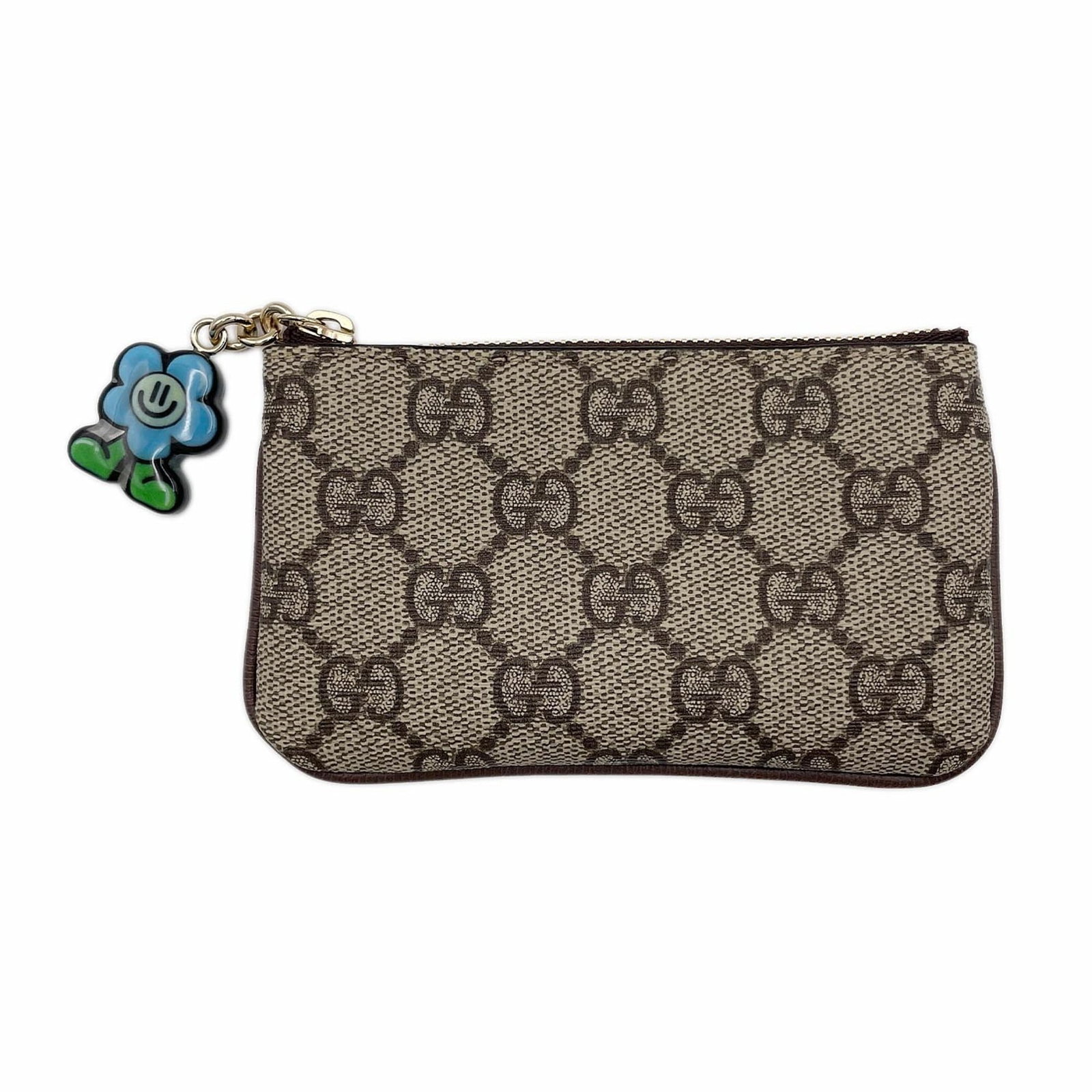 Purse coin case pvc coated canvas fabric: Purse coin case pvc coated canvas fabric Brown Gucci coin purse case made from pvc coated canvas fabric, featuring a classic design with a few traces of usage visible. The item has some scratches and 