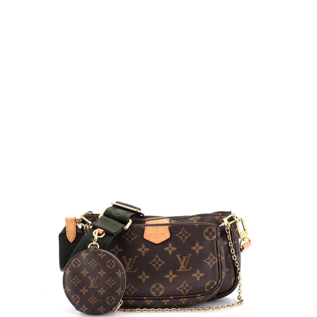 Canvas Monogram Pochette Accessoires Louis Vuitton: Canvas Monogram Pochette Accessoires Louis Vuitton Canvas Monogram Pochette Accessoires Louis Vuitton in Brown, featuring the iconic multi monogram canvas exterior and gold hardware. This cross body