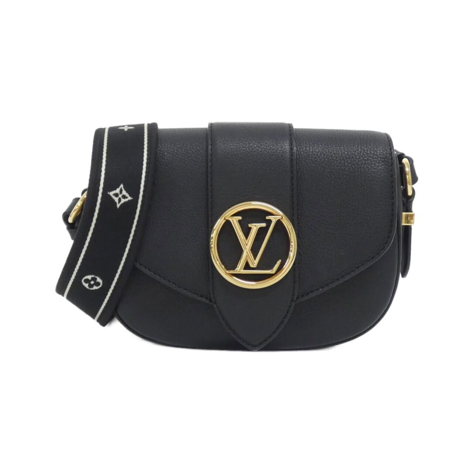 Shoulder Bag Leather Vuitton Louis: Shoulder Bag Leather Vuitton Louis Black Calf Leather Louis Vuitton Shoulder Bag with Gold Hardware, featuring a classic design and timeless elegance. This pre-owned bag boasts a rich black color and