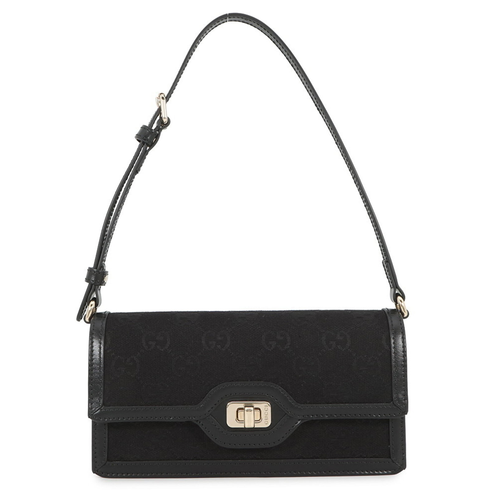 Canvas leather handbag by Gucci: Canvas leather handbag by Gucci Canvas leather handbag by Gucci, featuring a unique blend of Gg Canvas and high-quality leather construction. This stylish black handbag boasts a compact size with