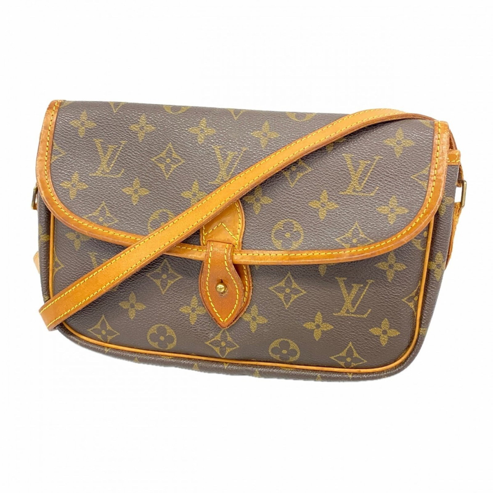 Shoulder Bag of Louis Vuitton: Shoulder Bag of Louis Vuitton Brown Louis Vuitton shoulder bag with classic design, measuring 17cm x 25cm x 6.5cm. The bag shows signs of usage, including scratches and dirt, but remains in good