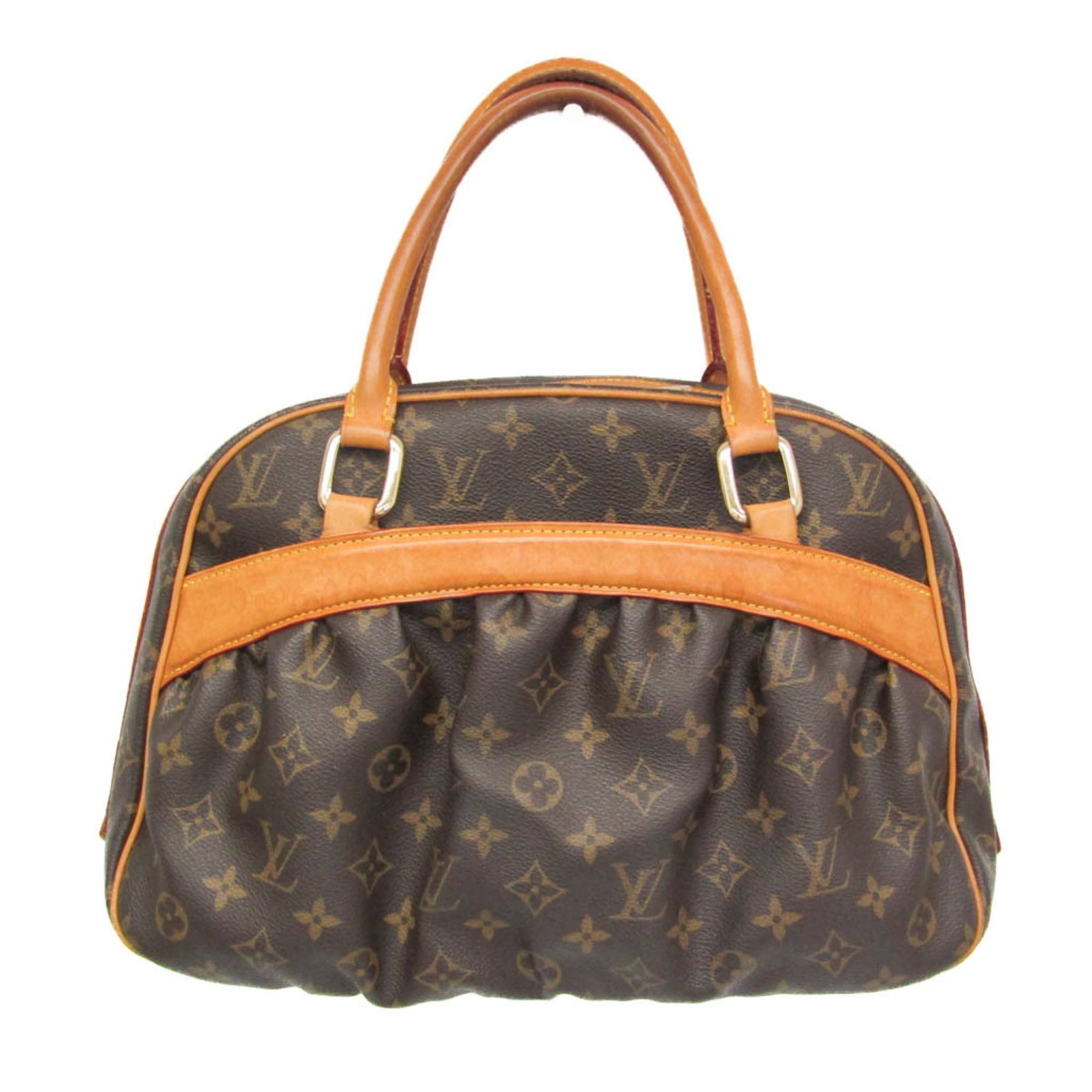 Vuitton Monogram Louis Boston Bag: Vuitton Monogram Louis Boston Bag Brown Louis Vuitton Monogram Boston Bag with Traces of Usage. This used bag features the iconic monogram pattern, open pockets for organization, and a sturdy zipper