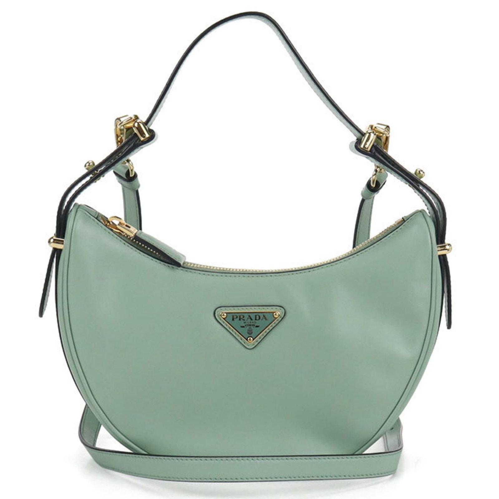 Leather Shoulder Bag Prada: Leather Shoulder Bag Prada This Prada leather shoulder bag features a vibrant green color and measures 13.5cm x 23cm x 6cm, making it a stylish accessory for everyday use. With its classic design and