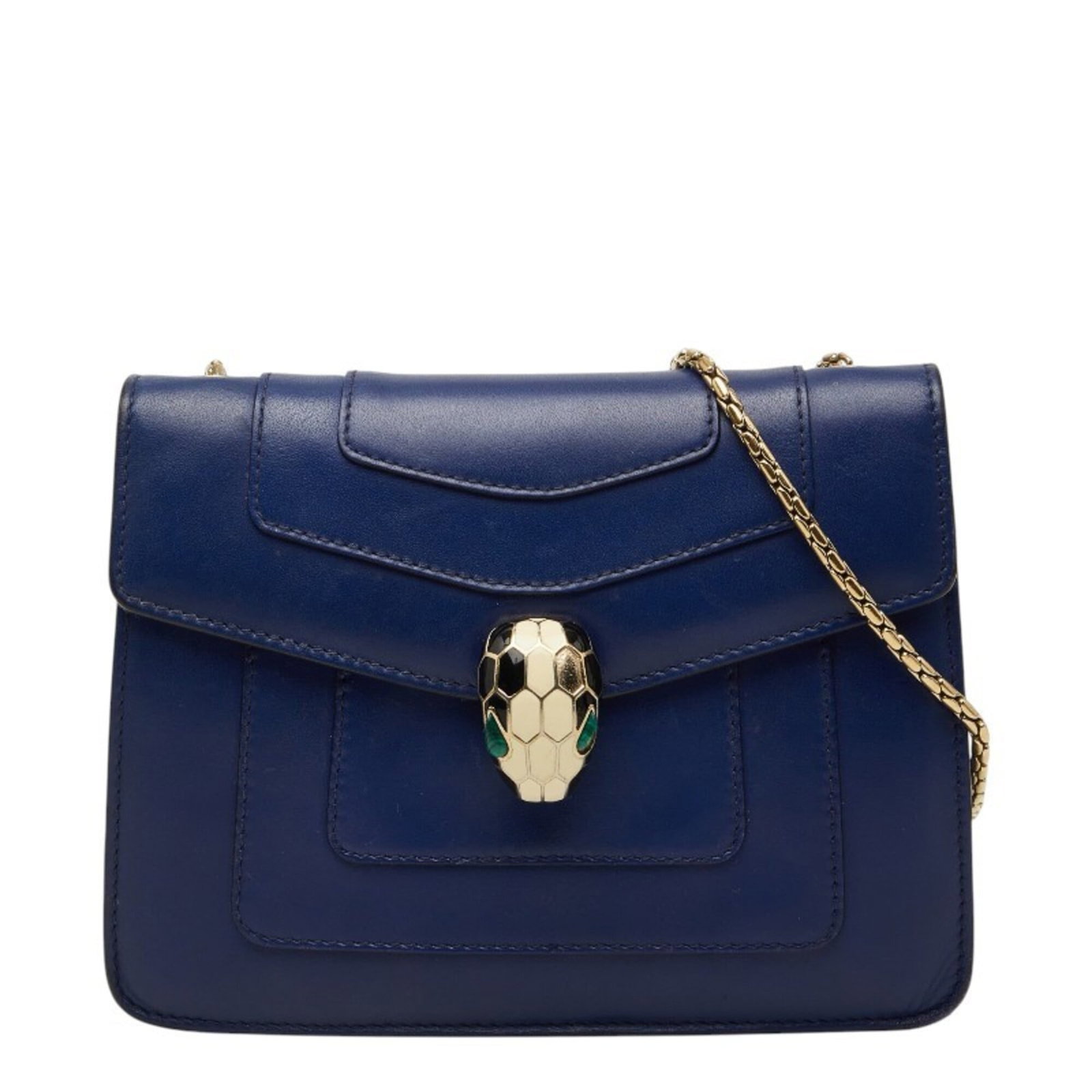Bvlgari Leather Shoulder Bag: Bvlgari Leather Shoulder Bag Bvlgari Leather Shoulder Bag, featuring high-quality leather construction and a classic design. The navy color provides a timeless look, while the shoulder strap allows
