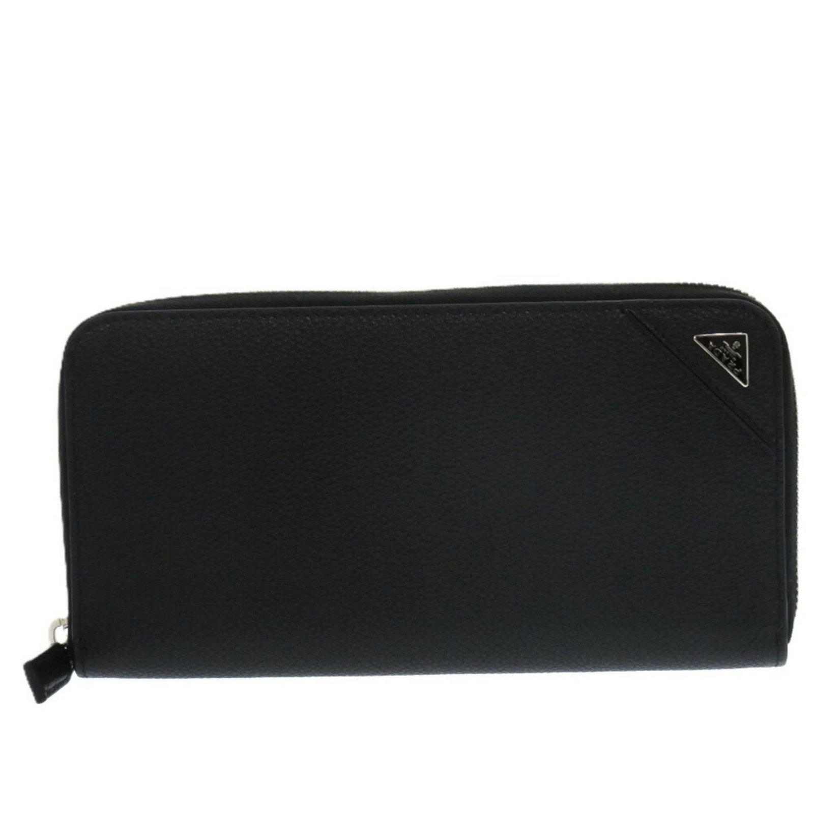 Prada Long Wallet (Bi-Fold) Leather: Prada Long Wallet (Bi-Fold) Leather Prada Long Wallet (Bi-Fold) Leather - A sleek and functional accessory, this black leather wallet features a zipper closure and measures 11cm x 20cm x 2.5cm in