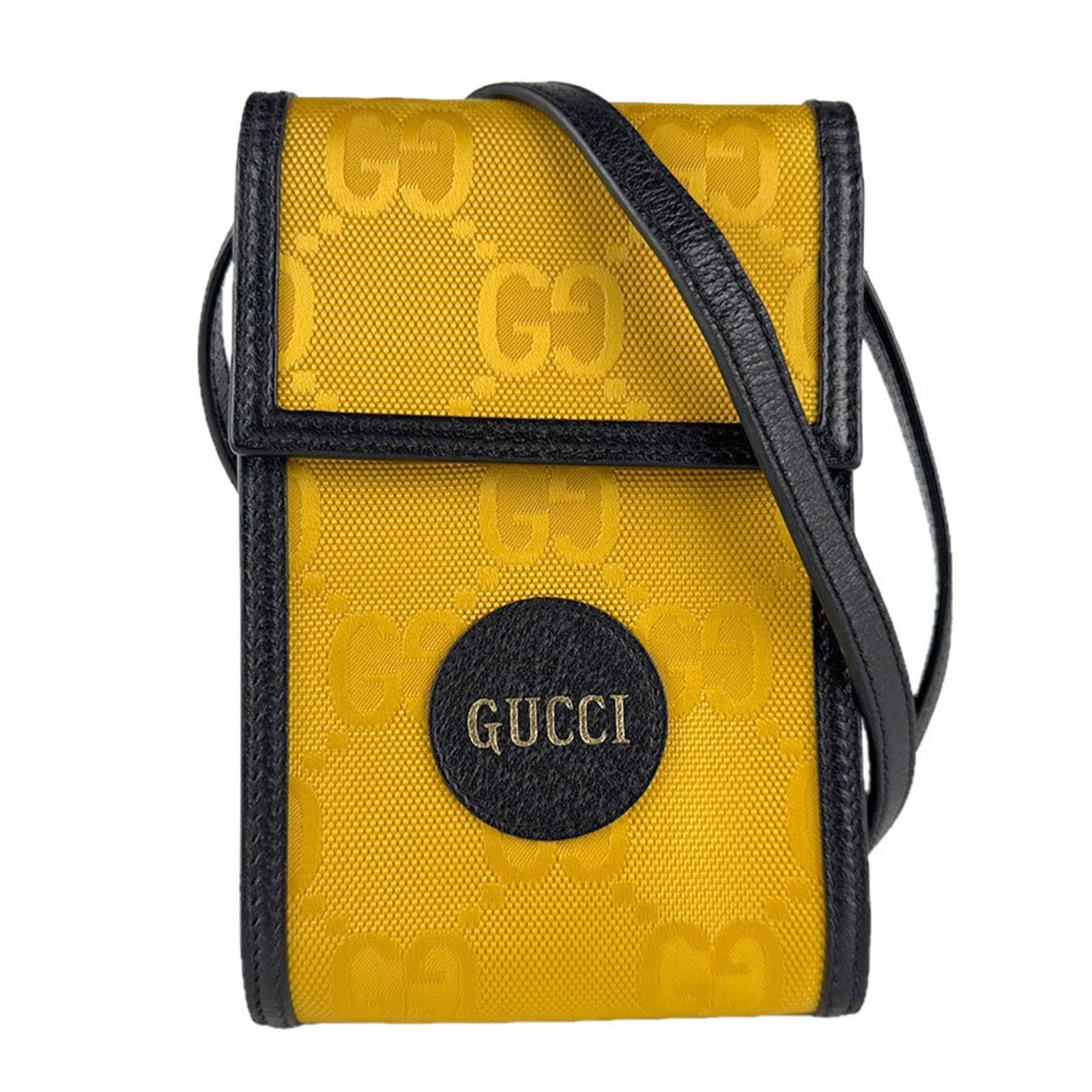 Canvas nylon leather bag Gucci: Canvas nylon leather bag Gucci Canvas nylon leather bag from Gucci, featuring a unique combination of materials and colors. This black and yellow shoulder bag has a few traces of usage, with some