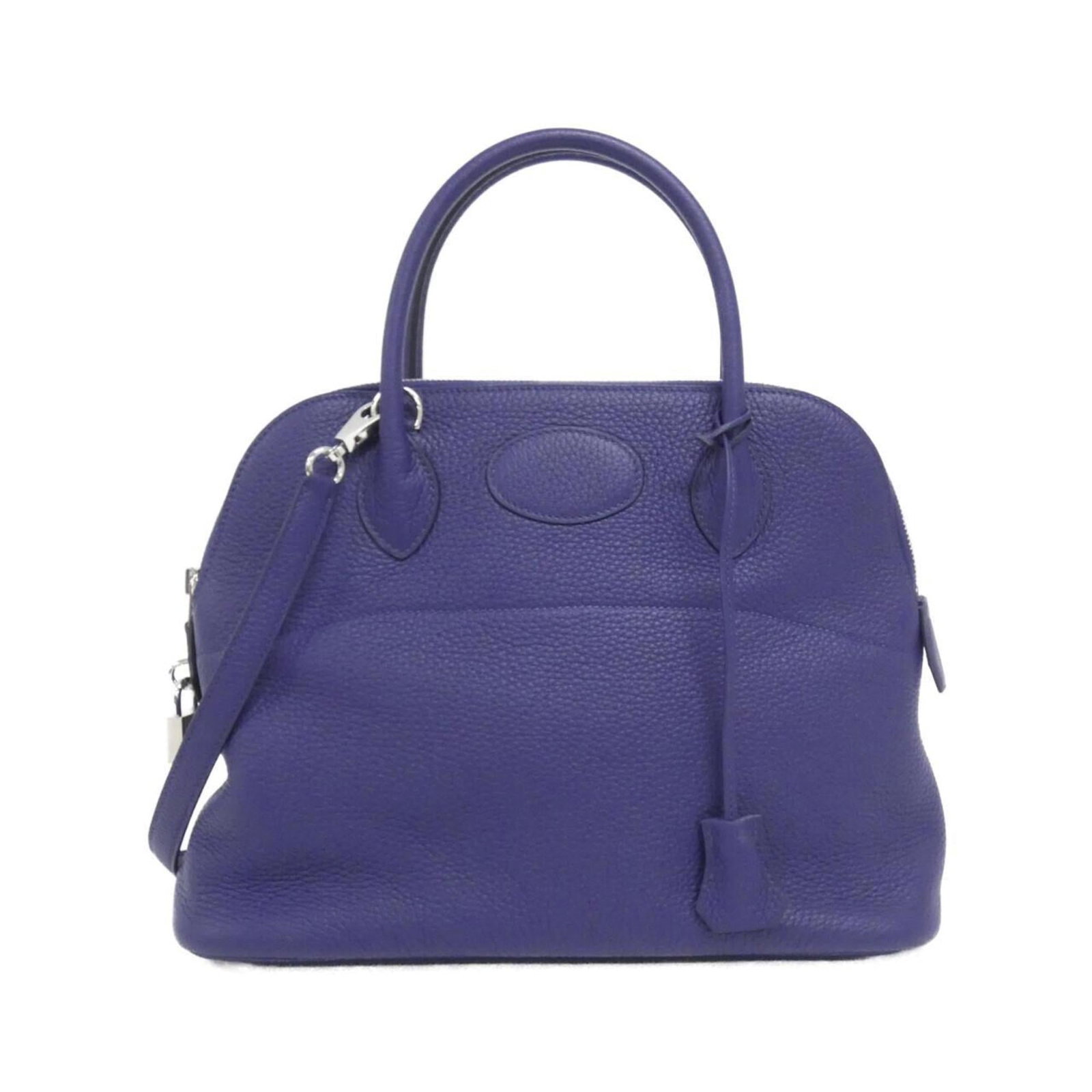 Clemence Leather Hermes Taurillon Handbag: Clemence Leather Hermes Taurillon Handbag The Clemence Leather Hermes Taurillon Handbag boasts a striking blue hue, characteristic of the iconic Taurillon Clemence leather. With its classic design and
