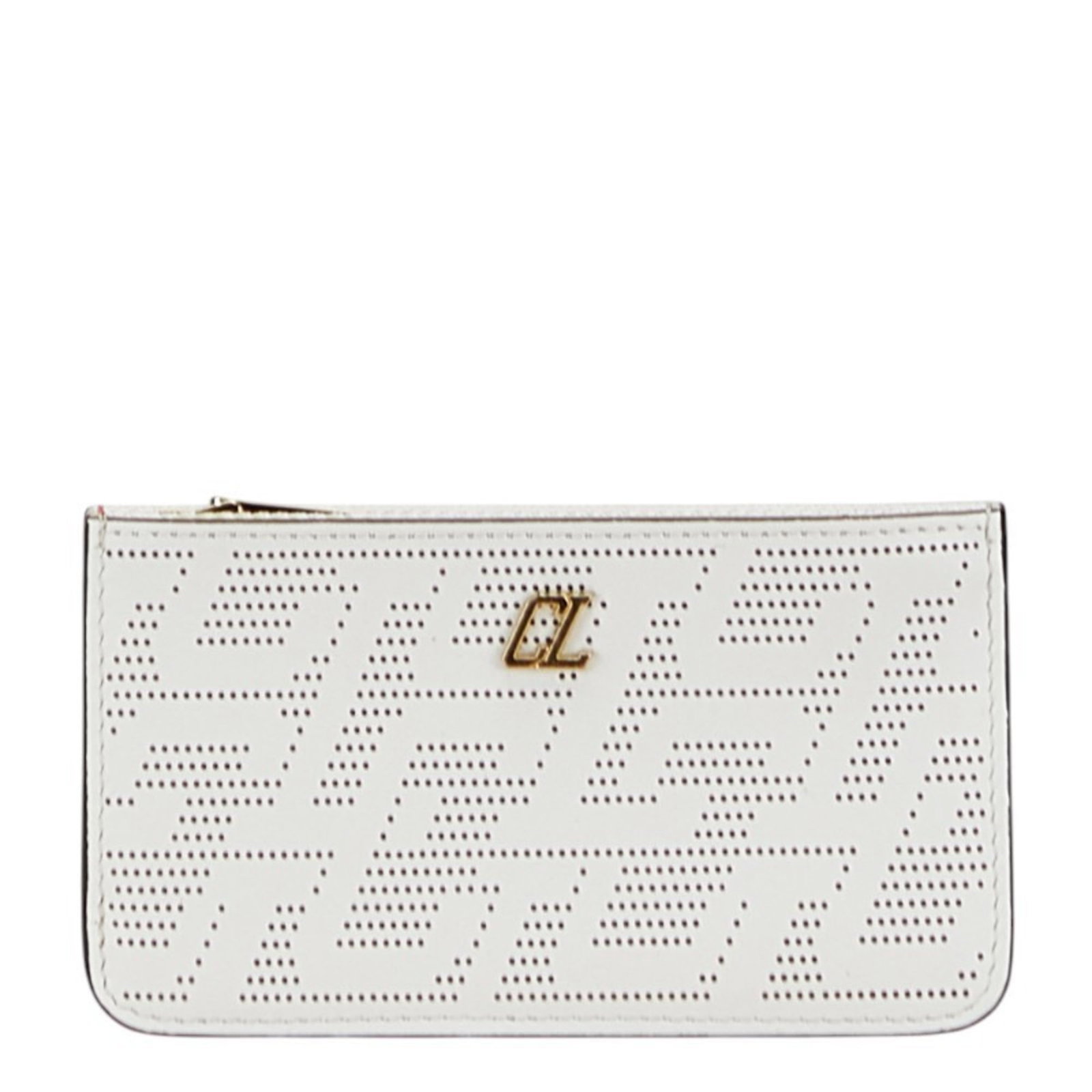 Christian Louboutin Coin Purse/ Coin Case Leather: Christian Louboutin Coin Purse/ Coin Case Leather This stunning Christian Louboutin coin purse features a sleek white leather design with a classic zipper closure. With its compact size and elegant sh