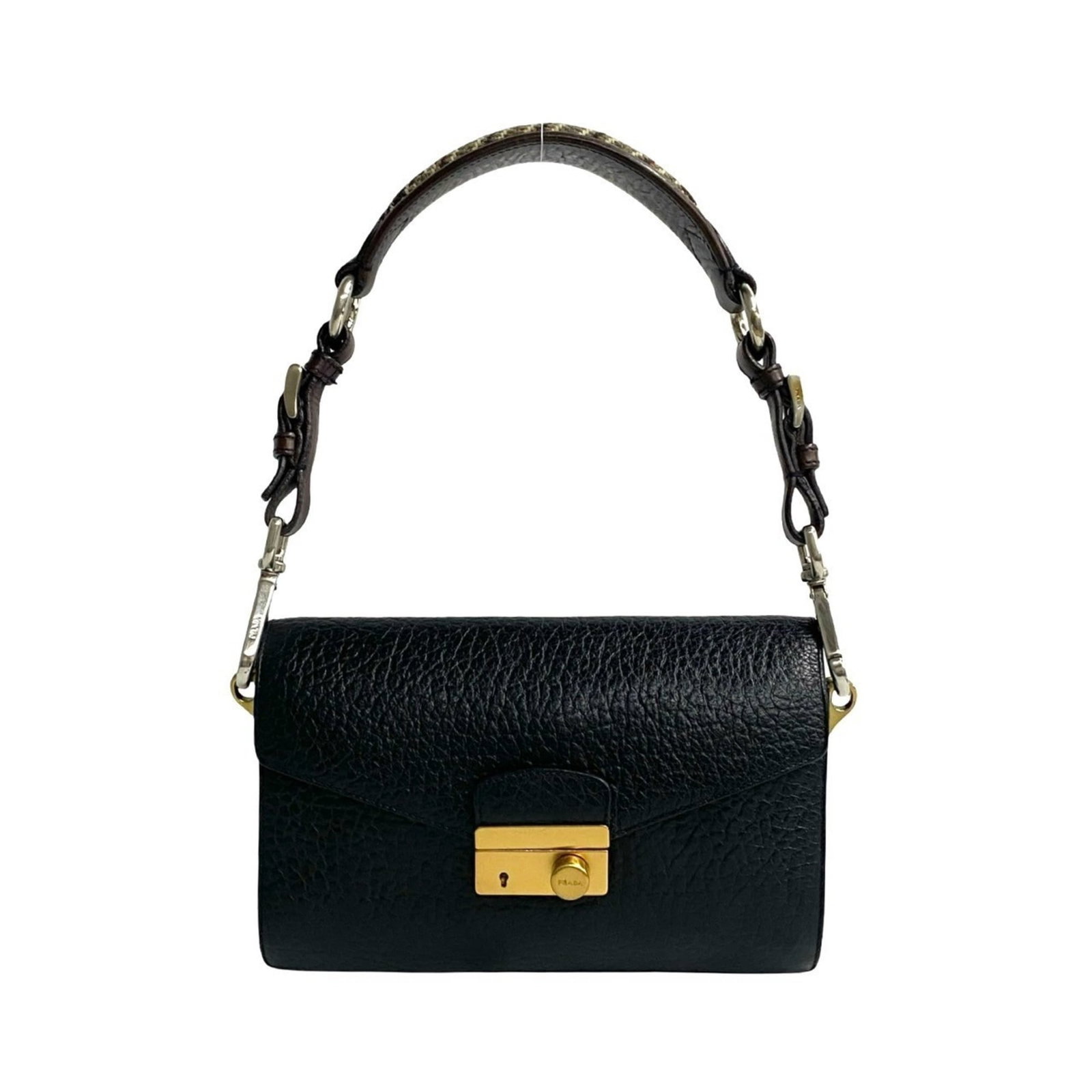 Prada Handbag Shoulder Bag Tweed Leather (1 of 8)