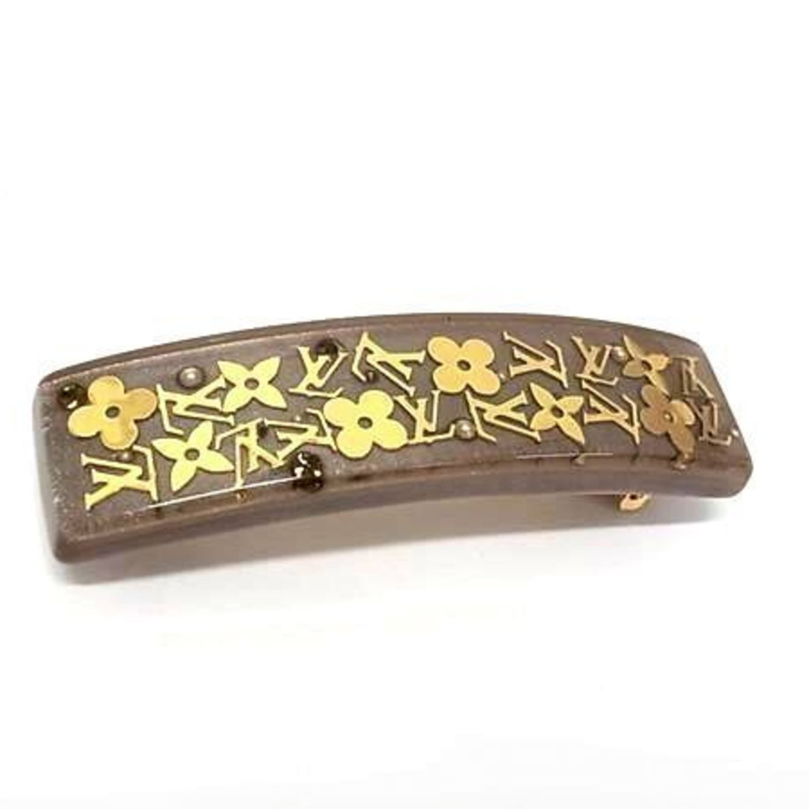 Monogram Inclusion Barrette Hair Accessory Louis Vuitton Women Brown M65305: Monogram Inclusion Barrette Hair Accessory Louis Vuitton Women Brown M65305 This Louis Vuitton Monogram Inclusion Barrette features the iconic brown monogram pattern, adding a touch of luxury to any