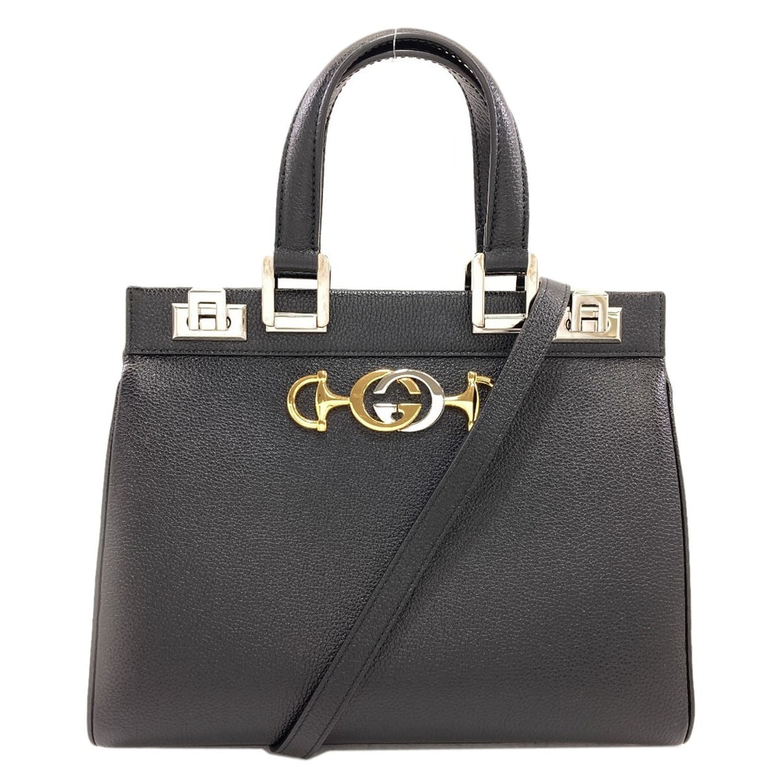 Handbag 2Way Calf Zumi 569712 Gucci: Handbag 2Way Calf Zumi 569712 Gucci Handbag in black calf leather with a sleek design, featuring the iconic Gucci style. This 2Way Calf Zumi bag boasts a sophisticated exterior color and premium