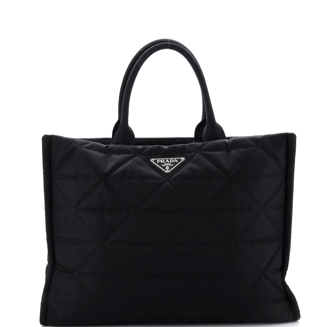 Quilted Nylon Re Nylon Large Open Shopping Tote Prada: Quilted Nylon Re Nylon Large Open Shopping Tote Prada Quilted nylon re-nylon large open shopping tote from Prada, featuring a classic design with a modern twist. With its spacious interior and sturdy