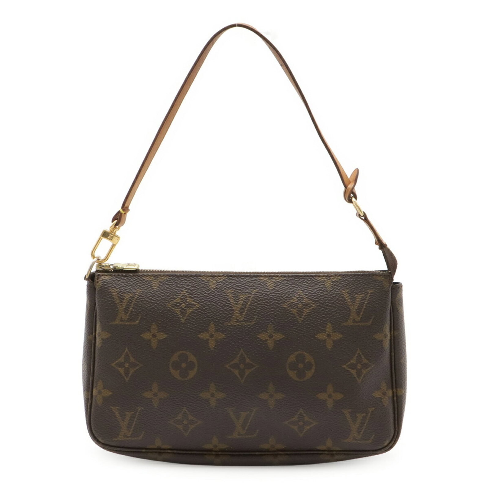 Handbag Louis Vuitton Pochette Monogram: Handbag Louis Vuitton Pochette Monogram Brown Louis Vuitton Pochette Monogram Handbag with Traces of Usage. This pre-owned handbag features the iconic monogram pattern and has a compact size, making