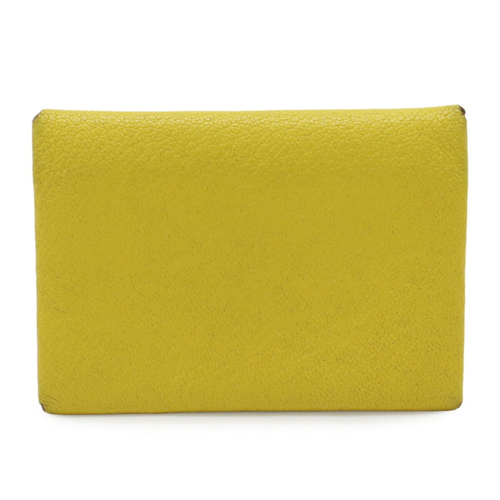 Hermes Coin Purse/ Coin Case Chevre Leather: Hermes Coin Purse/ Coin Case Chevre Leather Chevre Leather Coin Purse in Yellow Features Distinctive Texture and Classic Design, Measuring 7.5cm x 10.5cm. With Traces of Usage Showing, This Used Item