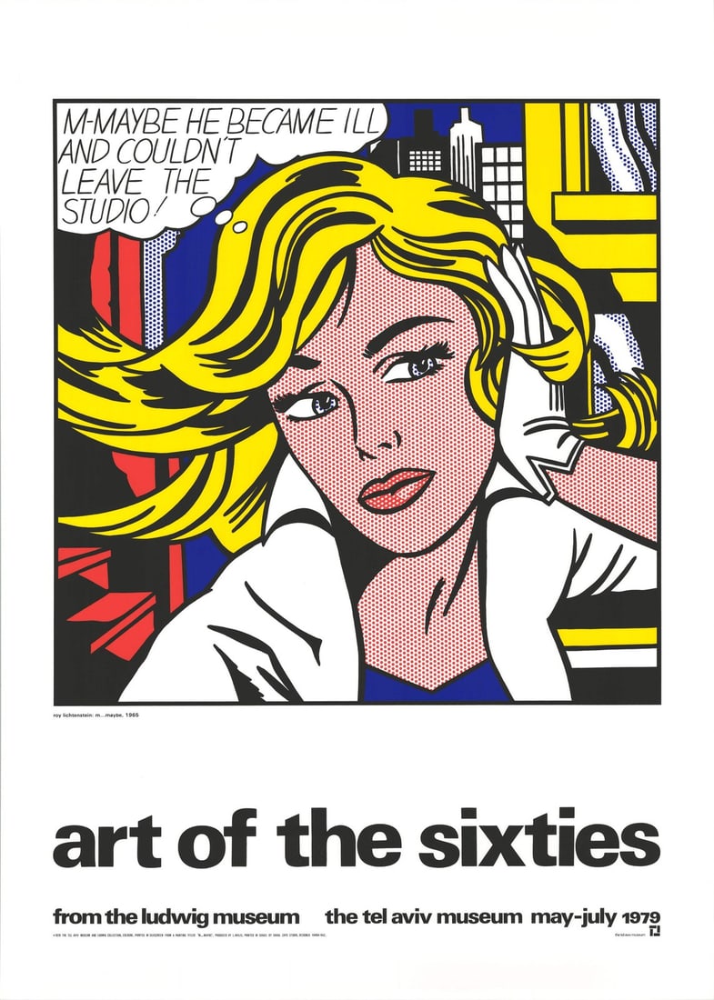 ROY LICHTENSTEIN M...Maybe 55" x 39.5" Serigraph 1979 Pop Art Yellow Multicolor (1 of 5)