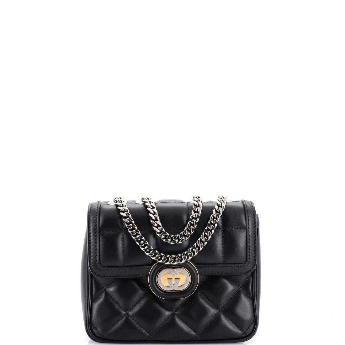Gucci Deco Chain Flap Bag Mixed Matelasse Leather Mini: Gucci Deco Chain Flap Bag Mixed Matelasse Leather Mini Small but stylish, the Gucci Deco Chain Flap Bag Mixed Matelasse Leather Mini offers a chic cross-body design with a touch of luxury. Made from h
