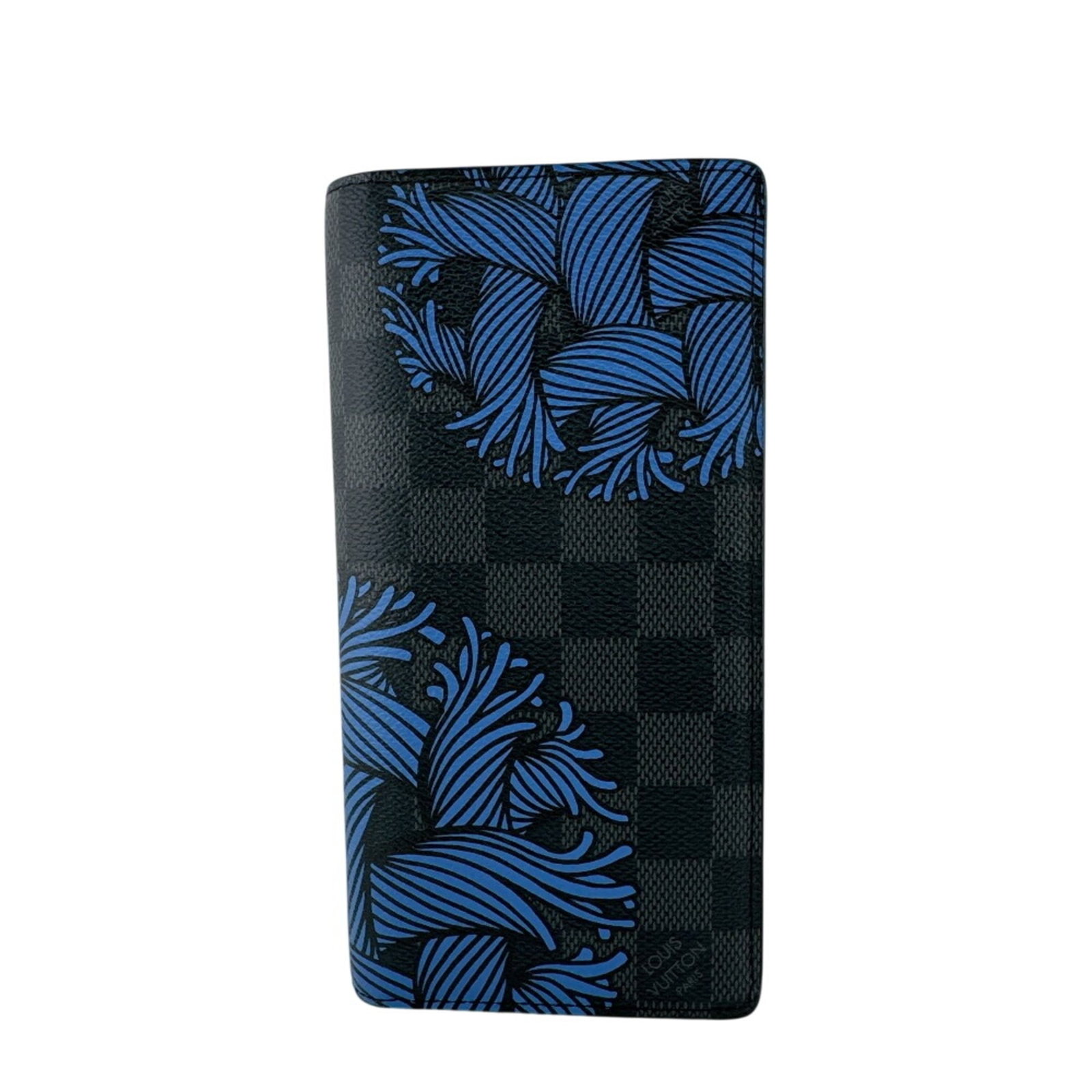 Long Wallet Leather Bi Fold Louis Vuitton: Long Wallet Leather Bi Fold Louis Vuitton Black leather bi-fold wallet from Louis Vuitton, measuring 9.5cm x 19cm, with traces of usage and minor scratches visible. This long wallet features the