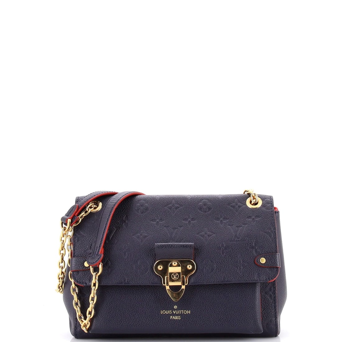 Louis Vuitton Vavin Handbag Monogram Empreinte Leather PM: Louis Vuitton Vavin Handbag Monogram Empreinte Leather PM Blue Louis Vuitton Vavin Handbag Monogram Empreinte Leather PM. This cross body bag features scuffs, corner wear, and minor creases on the ext