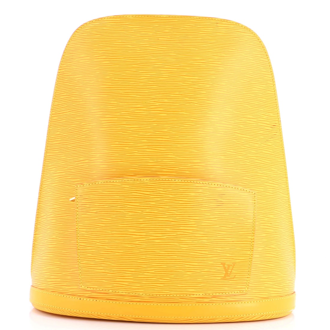 Epi Leather Louis Vuitton Backpack Gobelins: Epi Leather Louis Vuitton Backpack Gobelins Yellow Epi Leather Louis Vuitton Gobelins Backpack with Microfiber Purple Interior, featuring Gold Hardware and scuffs, stains, edge wear, corner wear,
