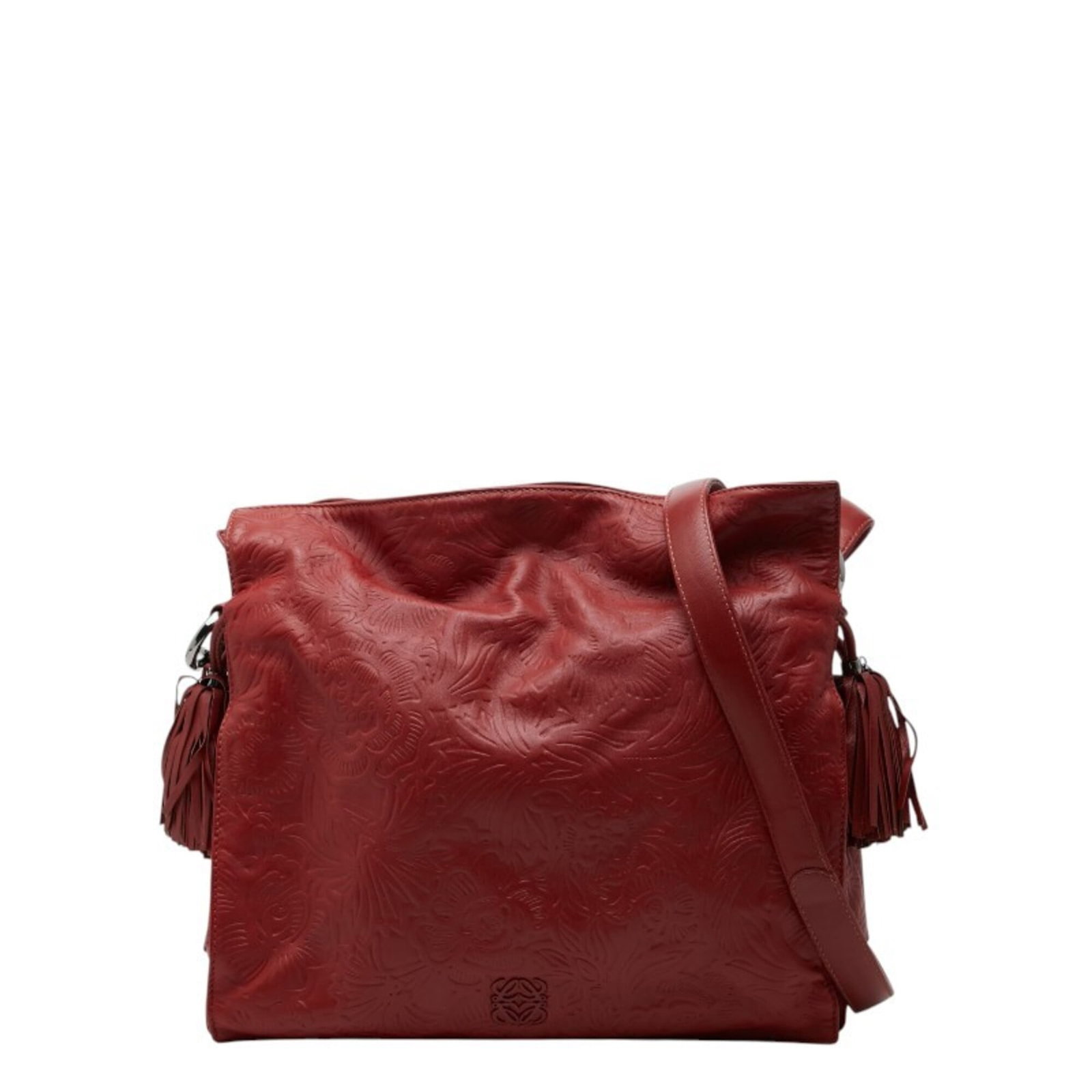 Shoulder Bag Leather by Loewe: Shoulder Bag Leather by Loewe This Loewe shoulder bag features rich, red leather and has a classic design. It measures 28cm x 29cm x 8.5cm and comes in good condition with some traces of usage