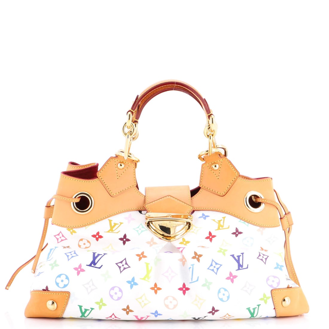 Ursula Handbag Multicolor Monogram Louis Vuitton: Ursula Handbag Multicolor Monogram Louis Vuitton Canvas Coated Multicolor Monogram Louis Vuitton Satchel with Gold Hardware, featuring a unique multicolor and white exterior design. The bag boasts