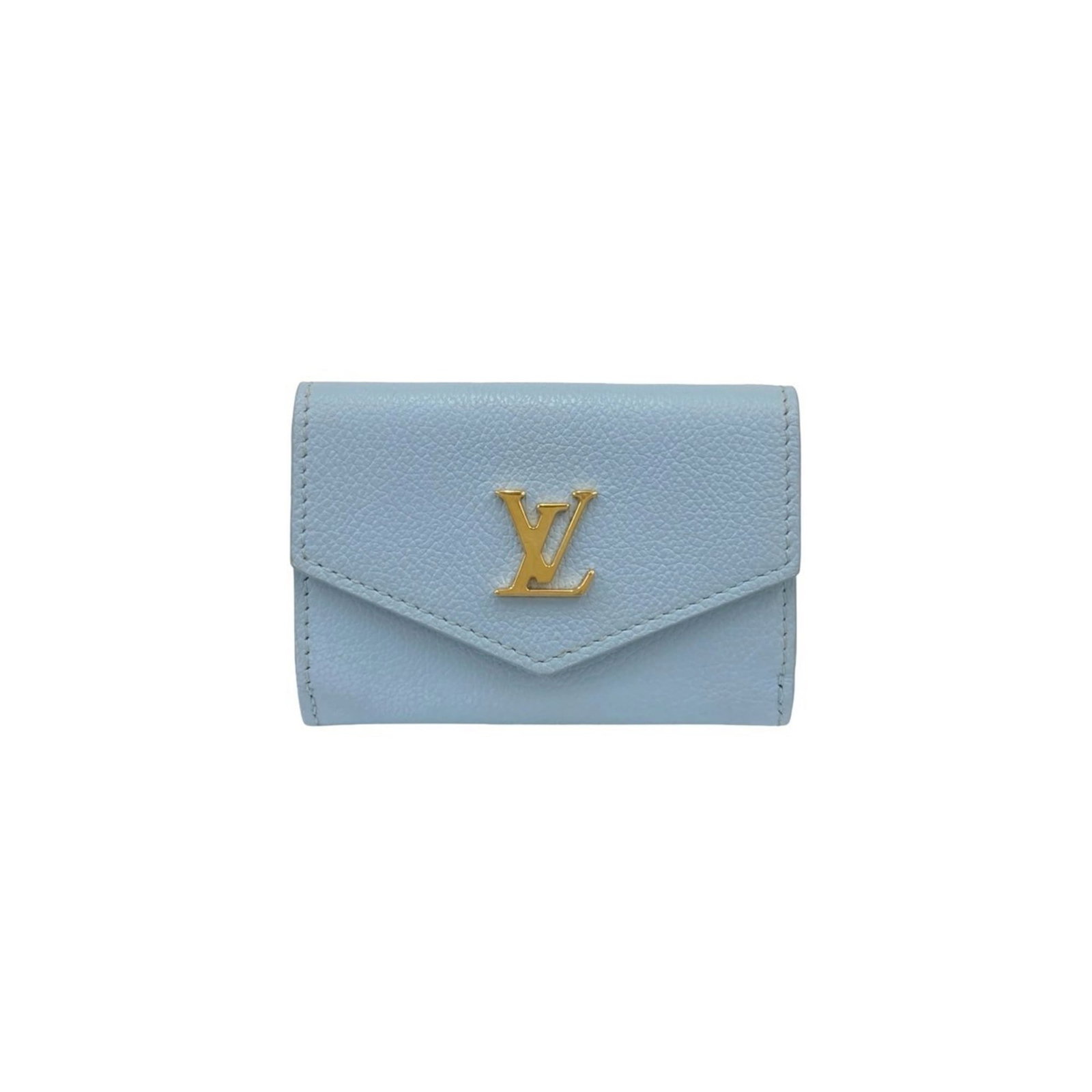 Louis Vuitton Wallet (Tri-Fold) Leather: Louis Vuitton Wallet (Tri-Fold) Leather This Louis Vuitton tri-fold wallet features a classic blue leather design, measuring 7cm x 10cm x 2.5cm. With its iconic monogram pattern and sturdy