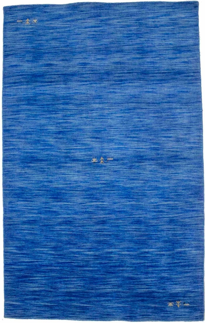 5X8 ft Hand-Loomed Tribal Modern Oriental Rug Contemporary Home Decor Carpet: 5X8 ft Hand-Loomed Tribal Modern Oriental Rug Contemporary Home Decor Carpet Hand-loomed in traditional techniques, this 5x8 ft blue wool rug boasts a modern design with a solid pattern. Its knotted c