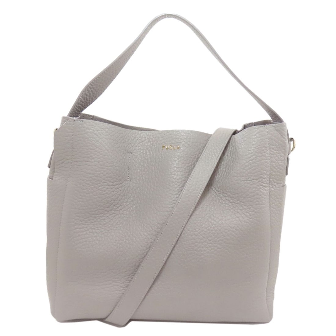 2Way Tote Bag Leather Furla: 2Way Tote Bag Leather Furla Gray leather Furla tote bag with classic style and sturdy exterior. Made from high-quality leather, this versatile bag is perfect for everyday use. Its timeless design make