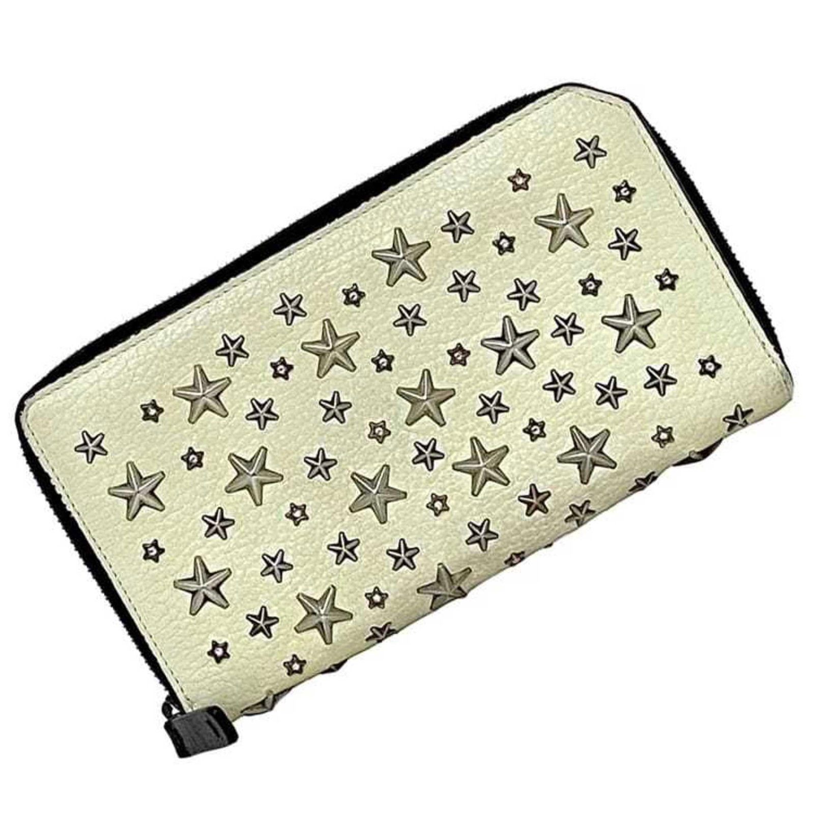 Jimmy Choo Long Wallet (Bi-Fold) Leather: Jimmy Choo Long Wallet (Bi-Fold) Leather The Jimmy Choo Long Wallet (Bi-Fold) Leather features a sleek, bi-fold design with a classic black leather exterior. With its compact size and durable