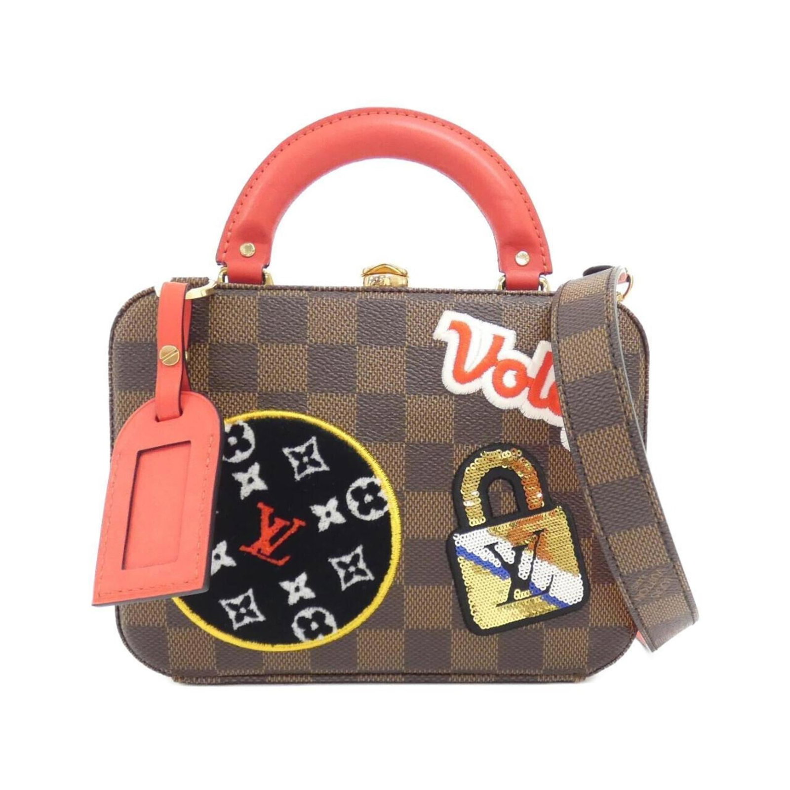 Canvas coated handbag Louis Vuitton: Canvas coated handbag Louis Vuitton Used Louis Vuitton handbag with coated canvas exterior, featuring gold hardware and Ebene color. The bag shows some signs of usage, including a few scratches and