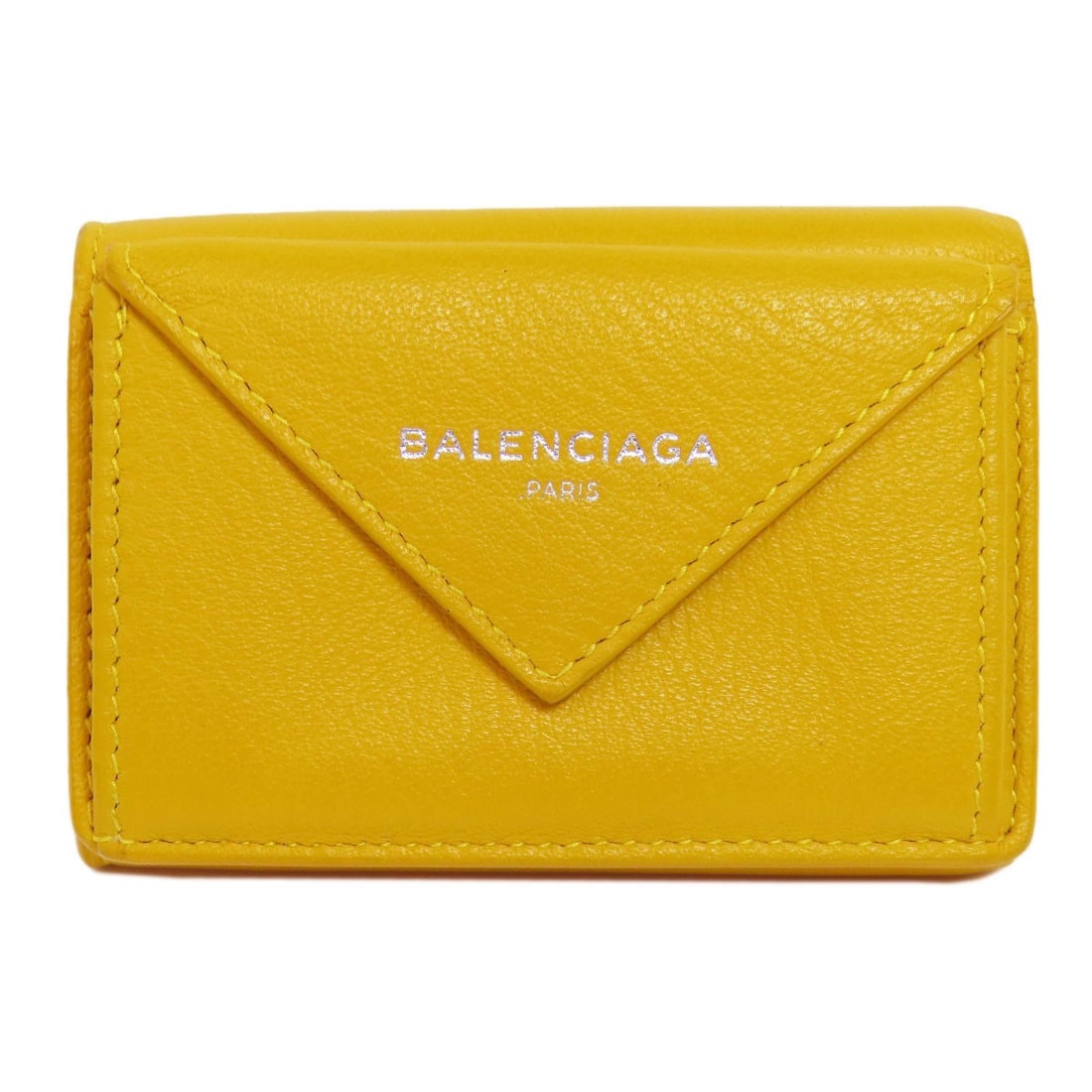 Balenciaga 391446 Paper Mini Wallet Bifold Wallet With Coin Pocket Leather: Balenciaga 391446 Paper Mini Wallet Bifold Wallet With Coin Pocket Leather Yellow Bifold Wallet with Coin Pocket from Balenciaga. This leather bifold wallet features a coin pocket and a bright yellow