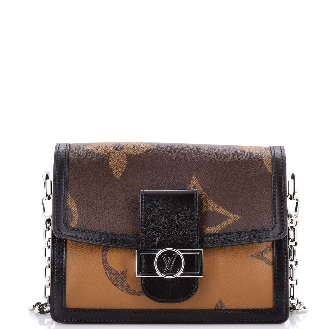 Louis Vuitton Dauphine Shoulder Bag Reverse Monogram Giant MM: Louis Vuitton Dauphine Shoulder Bag Reverse Monogram Giant MM The Louis Vuitton Dauphine Shoulder Bag Reverse Monogram Giant MM boasts a classic design with a touch of luxury. This spacious cross-body