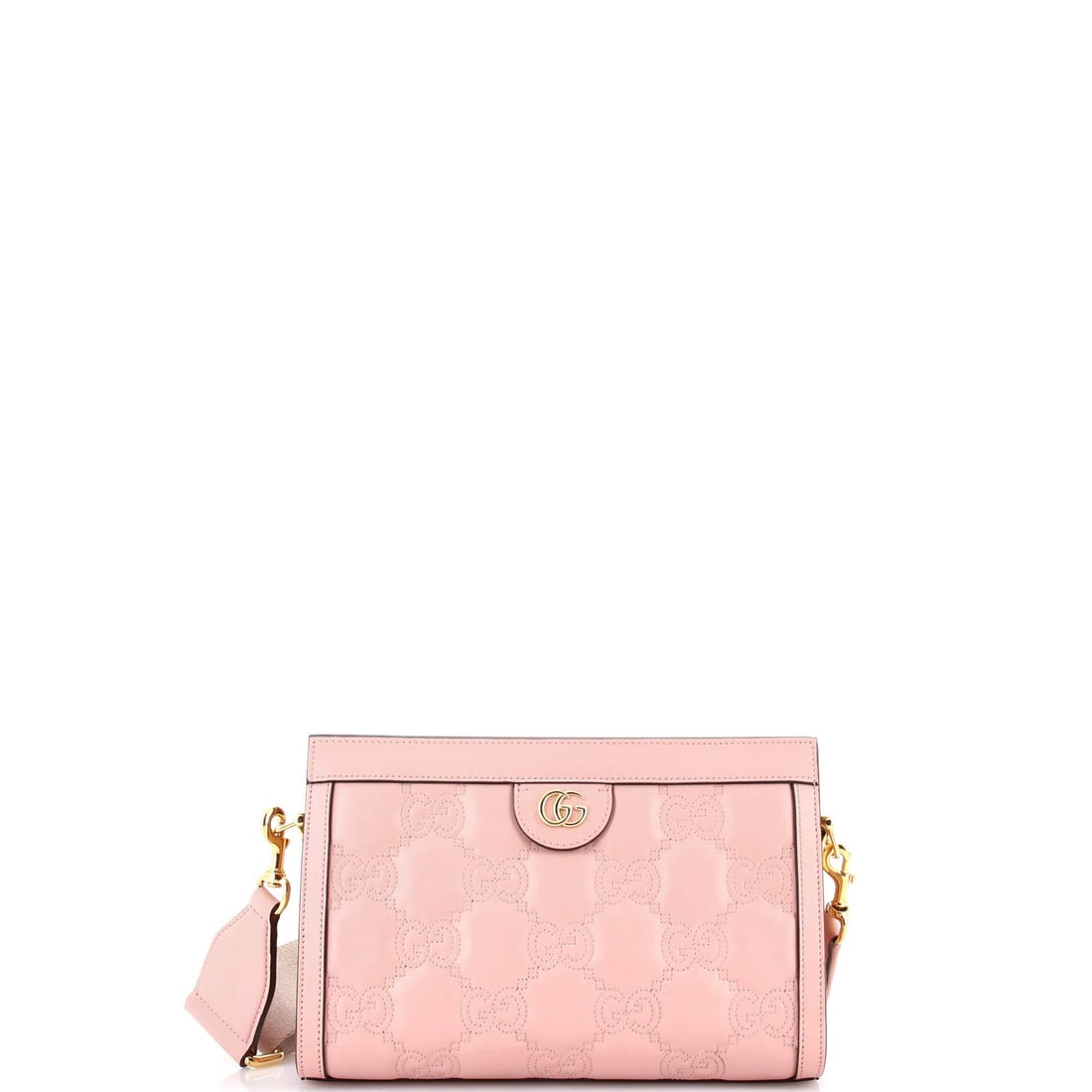Small Gucci Matelasse Leather GG Bag Shoulder: Small Gucci Matelasse Leather GG Bag Shoulder Small Gucci Matelasse Leather GG Bag Shoulder in Pink. This small shoulder bag features Gucci's signature GG Matelasse leather and gold hardware, with a n