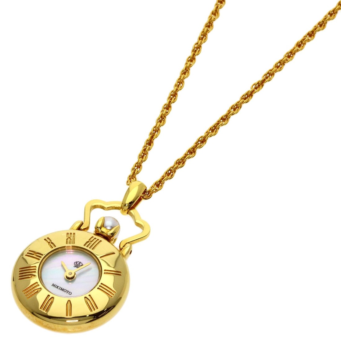 Mikimoto Pearl Pendant Watch Watches Gold Plated: Mikimoto Pearl Pendant Watch Watches Gold Plated Gold Plated Mikimoto Pearl Pendant Watch with Analog Display. This gold plated watch features a quartz movement, white shell dial, and a gold bezel, ma