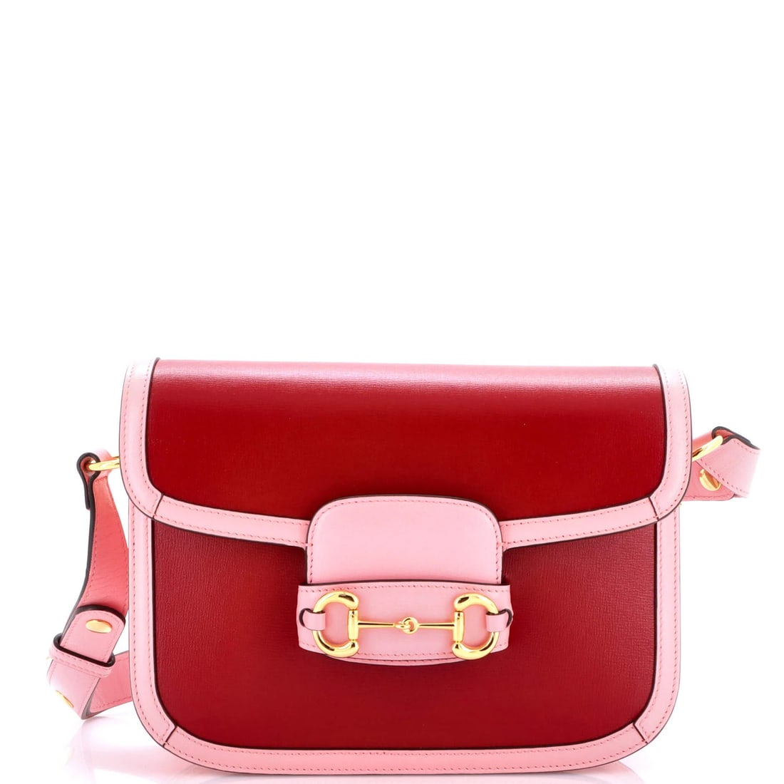 Gucci Horsebit Small Leather Shoulder Bag 1955: Gucci Horsebit Small Leather Shoulder Bag 1955 Small Leather Shoulder Bag in iconic Red, featuring the signature Horsebit detail from Gucci's 1955 collection. This excellent condition bag boasts minor
