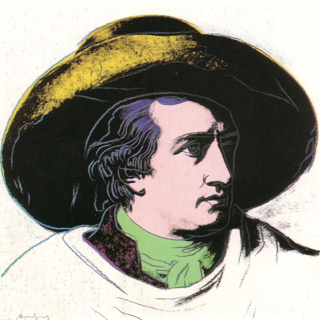 Green and Yellow Pop Art Poster Gold Black Andy Warhol Goethe 26" x 26" 2000 (1 of 2)