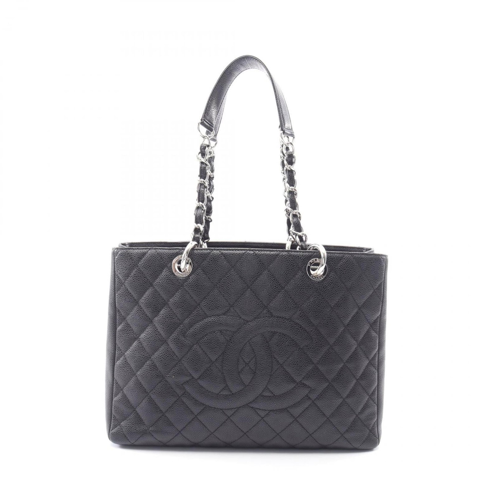 Chanel Handbag Tote Bag Leather: Chanel Handbag Tote Bag Leather Black Calfskin Leather Chanel Handbag Tote Bag, 24.5cm x 34cm x 13cm, in very good condition with a few traces of usage and minor scratches/dirt. This classic tote bag 