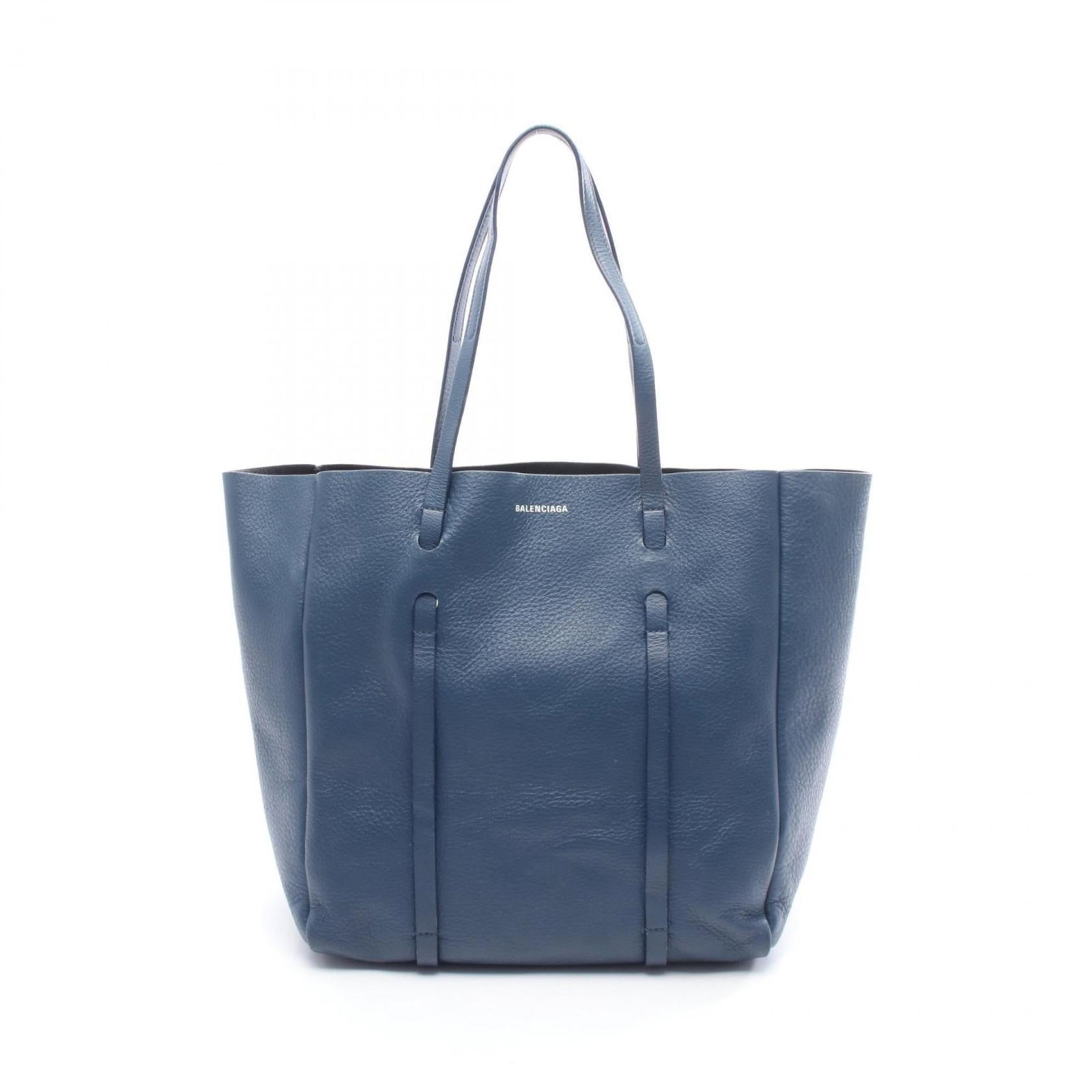 Bag Leather Tote Balenciaga: Bag Leather Tote Balenciaga Blue leather tote bag from Balenciaga, measuring 31cm x 31cm x 15cm. The bag features traces of usage and minor scratches/dirt, but remains in good condition overall. A