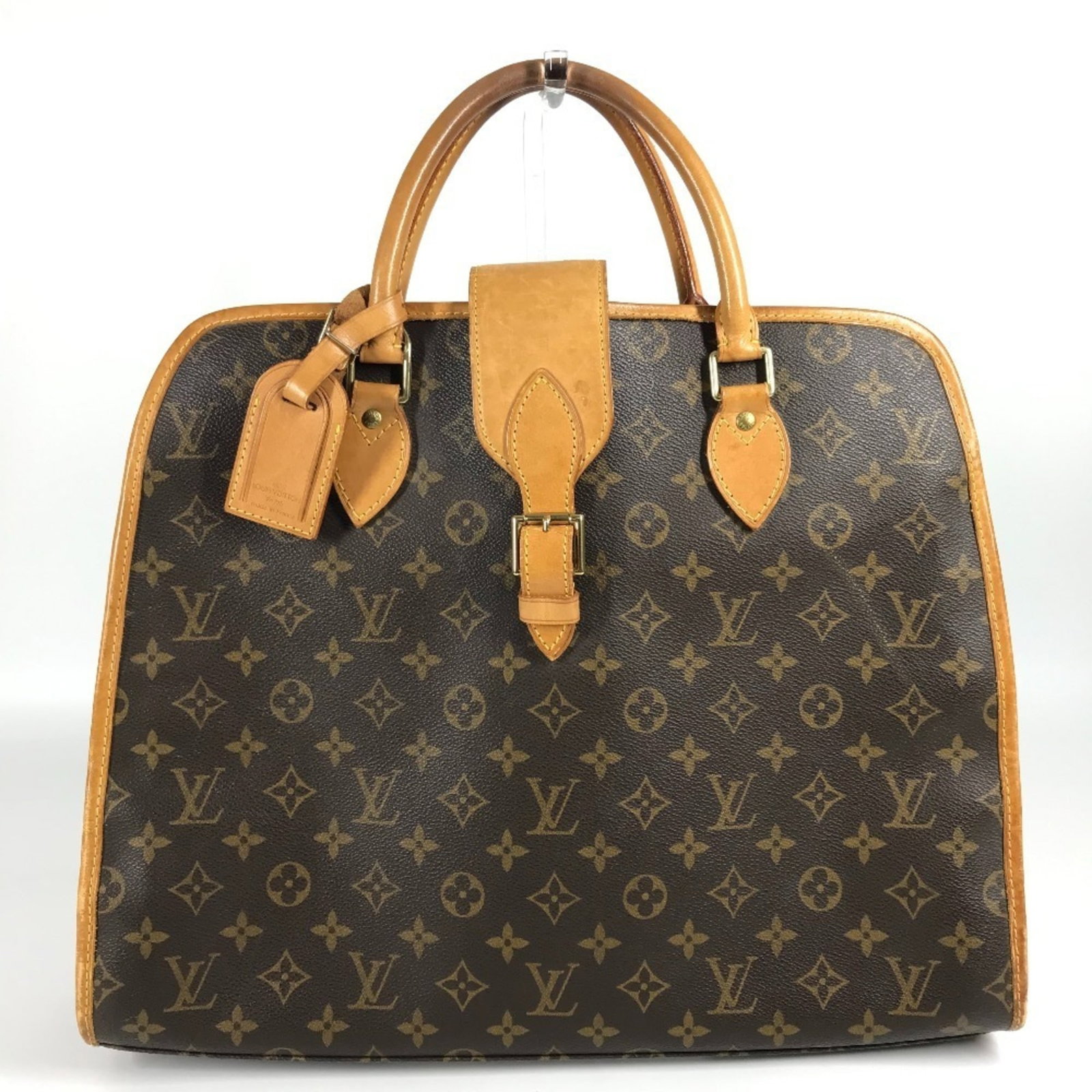 Louis Vuitton Handbag Monogram: Louis Vuitton Handbag Monogram Brown, Galle Monogram Louis Vuitton Handbag for Women and Men. This pre-owned handbag features the iconic monogram pattern in a rich brown color, with visible scratches 