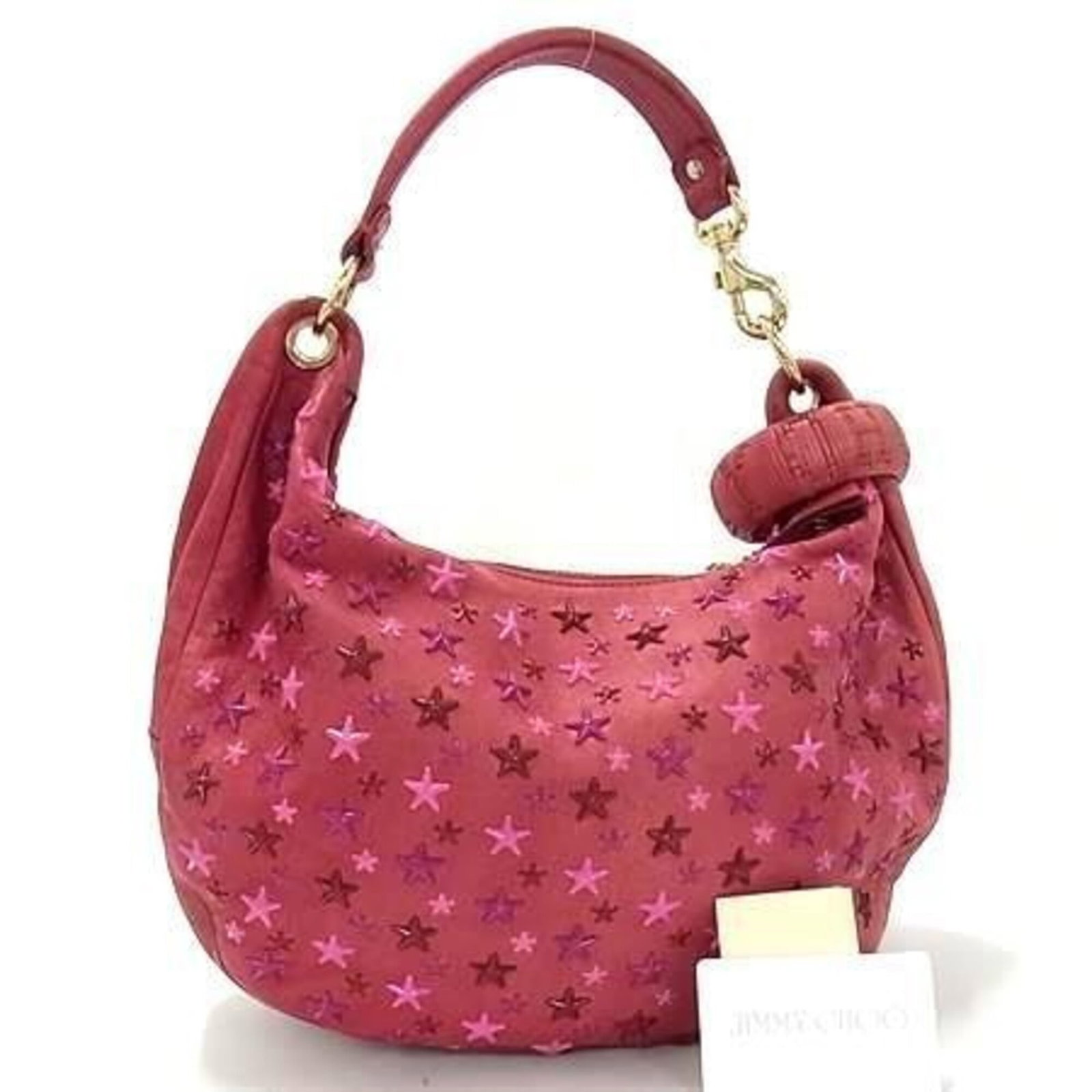 Jimmy Choo Handbag Shoulder Bag Leather: Jimmy Choo Handbag Shoulder Bag Leather Pink leather shoulder bag from Jimmy Choo, featuring a zipper closure and everyday style. Measuring 25cm x 35cm x 11cm, this used handbag has traces of usage wi