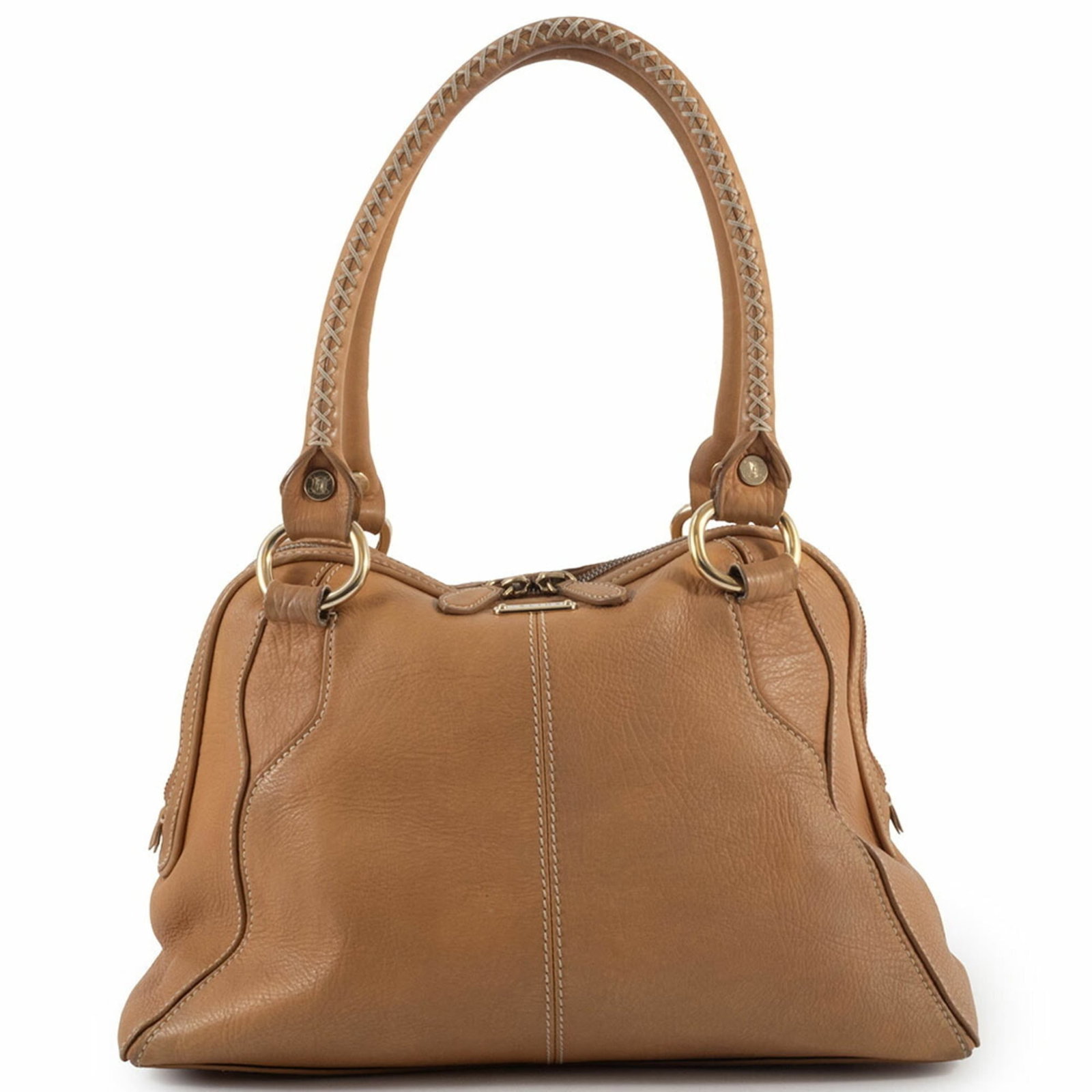 Celine bag shoulder leather: Celine bag shoulder leather Beige Celine shoulder bag made from high-quality leather, featuring a classic design with a zipper closure. The bag has some signs of usage, including scratches and dirt,