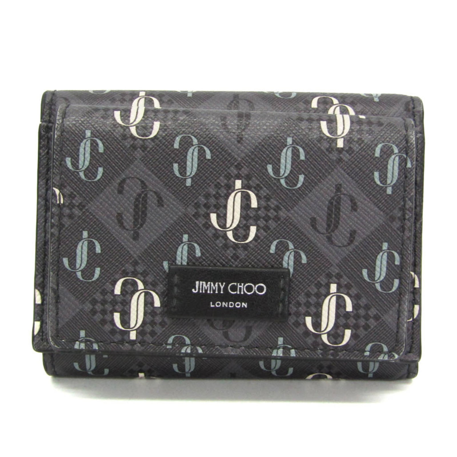 Jimmy Choo Wallet Tri Fold Pvc Leather: Jimmy Choo Wallet Tri Fold Pvc Leather Dark Gray Jimmy Choo Wallet Tri Fold Pvc Leather features a tri-fold design with a snap fastener closure, bill slot and card slots for organization. The wallet